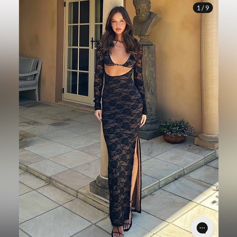Tiger Mist Black Lace Maxi Dress